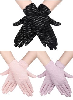 SFMW 3 Pair Women Sun Protective UV Protection Summer Sunblock Touchscreen Gloves for Driving Riding 