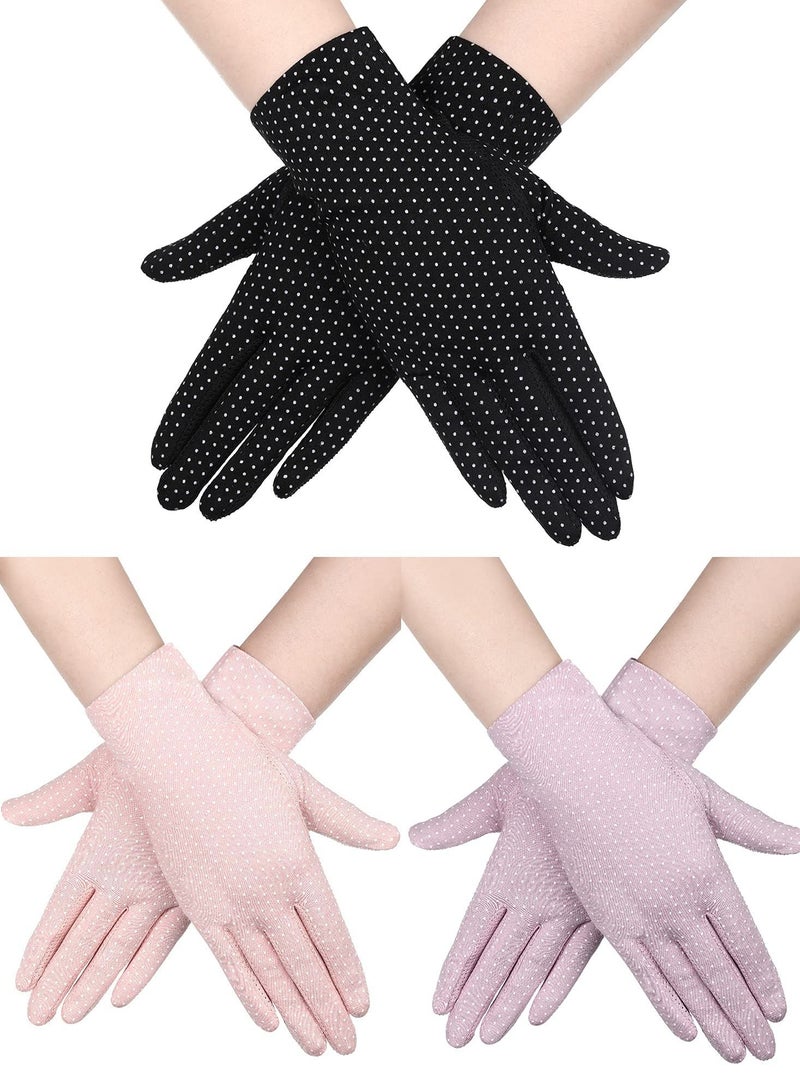 SFMW 3 Pair Women Sun Protective UV Protection Summer Sunblock Touchscreen Gloves for Driving Riding 
