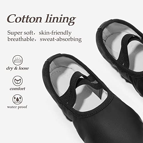 DyingSwan Toddler Ballet Shoes for Girls, Soft Leather Ballet Slippers, No-Tie Ballet Shoes Dance Shoes for Girls (Toddler/Little/Big Kid/Women) Black - Image 3