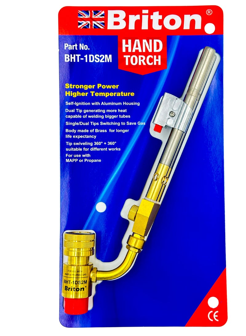 Dual Tip Welding Torch, for Copper Pipes & Tubes, HVAC Applications, Single & Dual Switch, Works with Mapp Gas or Propane Gas