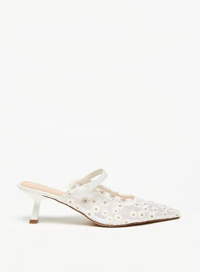 سيليست Women's Embellished Slip On Mules with Kitten Heels