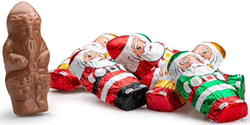 Madelaine Solid Premium Chocolate Mini Santas, (1/2 LB) Wrapped In Italian Foil Featuring Assorted Designs - (Half Pound) - Image 3