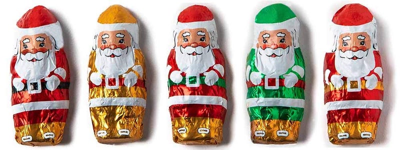 Madelaine Solid Premium Chocolate Mini Santas, (1/2 LB) Wrapped In Italian Foil Featuring Assorted Designs - (Half Pound) - Image 5
