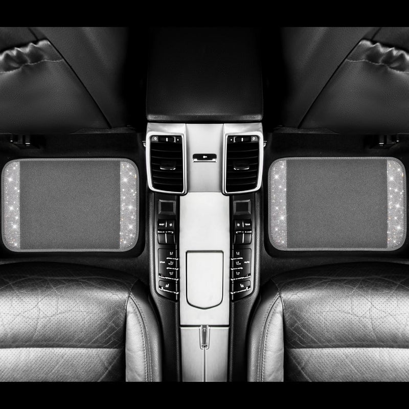 CAR PASS Bling Diamond Car Mats - Sparkly Glitter Floor Mats with Anti-Slip PVC Heel Pad, Universal Fit for SUV, Sedan, Van - 4pcs, Gray - Image 4