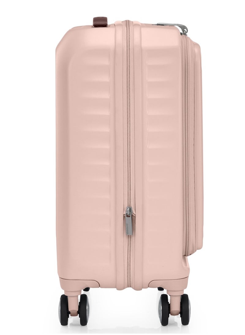AMERICAN TOURISTER Frontec Suitcase, Cabin Size 54 cm / 20 inch, 4 Spinner Wheels, Hard Top, Polycarbonate, Strawberry|Expandable|Book Opening|Front Laptop Compartment|2-in-1 Optimov™ + STEPause™ Shock Absorbing Wheels|TSA 008 Lock|DuoSaf™ Security Zipper|USB Port - 3 Years International Warranty - Image 3
