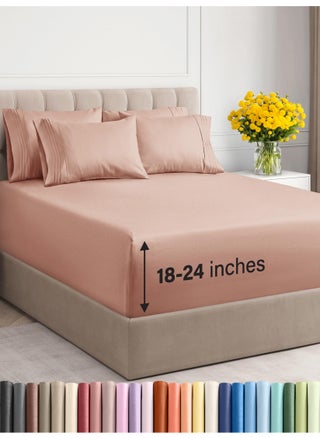 Extra Deep King Sheet Set - 6 Piece Breathable and Cooling Sheets - Hotel Luxury Bed Sheets Set - Easy & Secure Fit - Soft  Wrinkle Free and Comfy Sheets Set - Mauve Sheet Set with Extra Deep Pockets - pzsku/Z7AD945D535DBC810BE17Z/45/1749650712/2e0b4ab1-9121-44fd-95ad-27c0804783ab