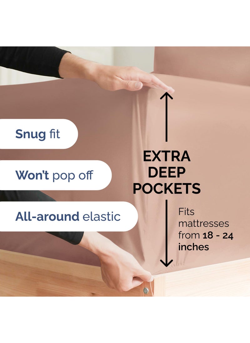 Extra Deep King Sheet Set - 6 Piece Breathable and Cooling Sheets - Hotel Luxury Bed Sheets Set - Easy & Secure Fit - Soft  Wrinkle Free and Comfy Sheets Set - Mauve Sheet Set with Extra Deep Pockets