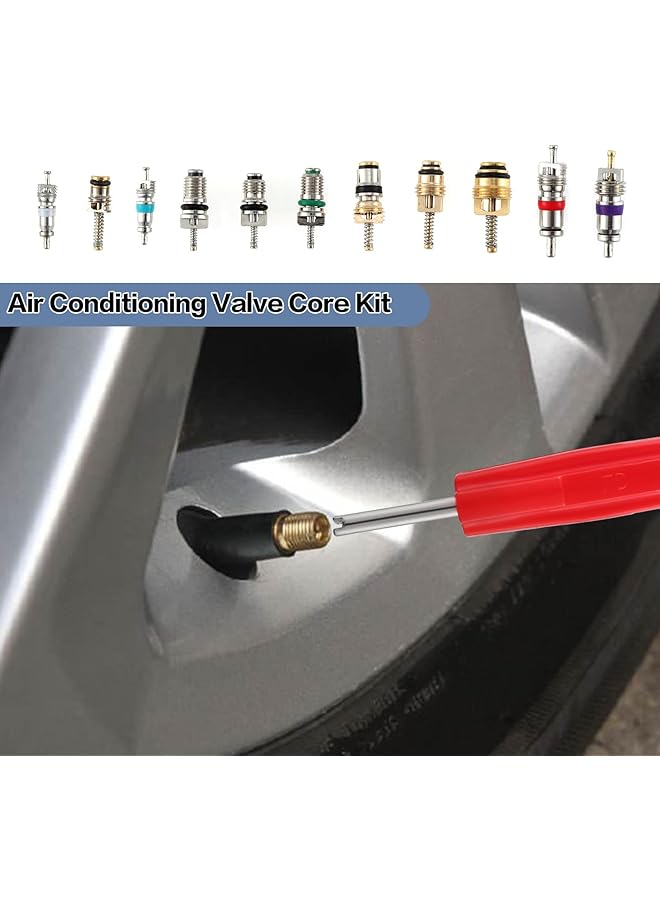 Generic 102Pcs Car Air Conditioner Valve Core R12 R134A Automotive Air Conditioning Refrigeration Tire Valve Stem With Double Head Dual Dismantling Remover Tool Assortment Kit (102Pcs)  - Image 5