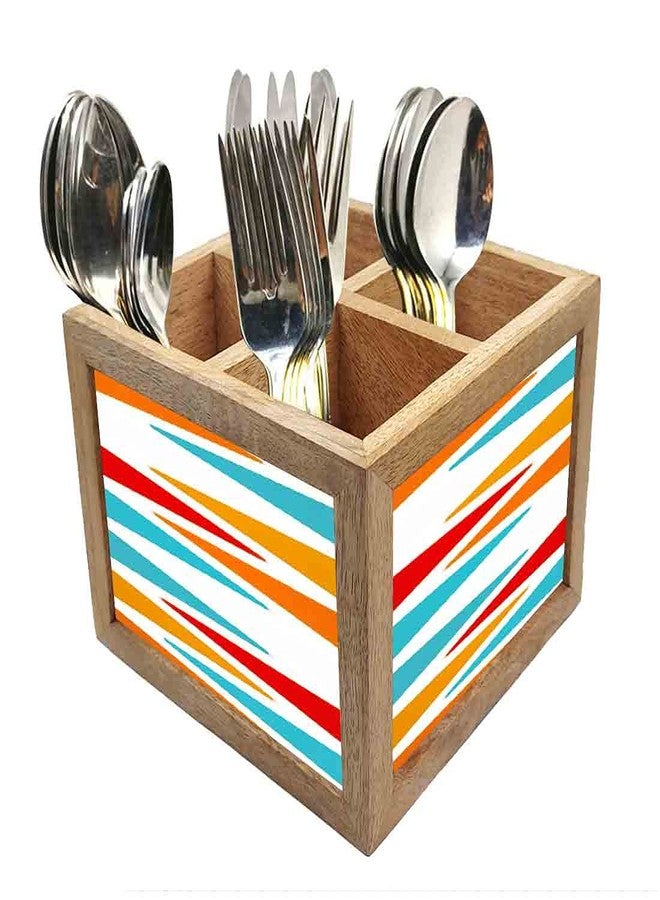 Nutcase Wooden Cutlery Stand Holder Silverware Caddy Spoons Forks Knives Organizer for Dining Table & Kitchen -Made in India-Spoons NOT Included - Zinder - Image 1