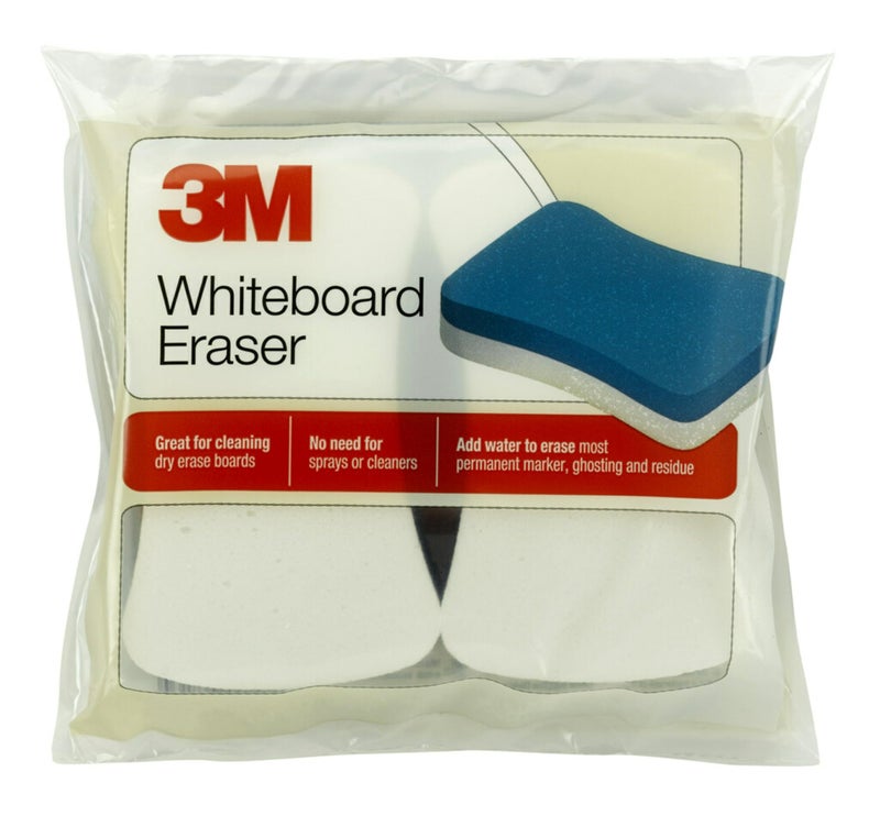 Scotch  3M Whiteboard Eraser for Whiteboards, 2-Pack, White/Blue (581-WBE) - Image 1