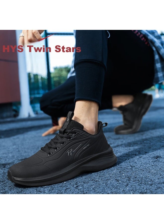 Shuangxing Men's Running Shoes Water-resistant Lightweight Cushioning Soft Sole Sports Jogging Commuter Shoes Black Size 44