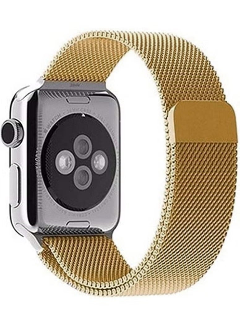 stainless steel metal band with magnetic clasp with Apple Watch Series SE/7/6/5/4/3/2/1 Compatible With apple watch straps 42mm 44mm 45mm 49mm gold - Image 1