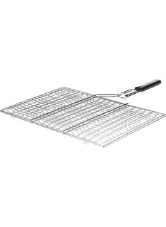 GO2CAMPS Bbq Grill With Wooden Handle Extra Large | Alsaqer Bbq Grill Net With Wooden Handle | Barbecue Grill Tool For Burger,Meat,Fish,Vegetable,Steak Meat Shrimps  - Image 1