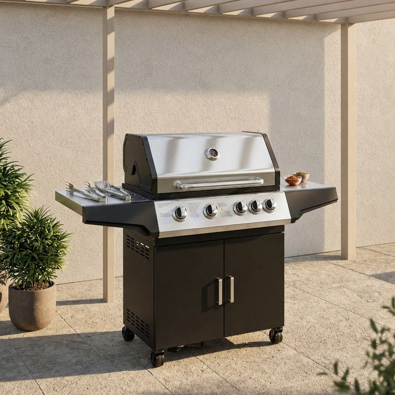 DANUBE HOME Inferno Titan Flame 4-Burner Gas Grill, Multi Color, Professional-Looking Grill, Steel ,For Outdoor Grilling, Barbecuing, Roasting, Searing, Family - Image 1