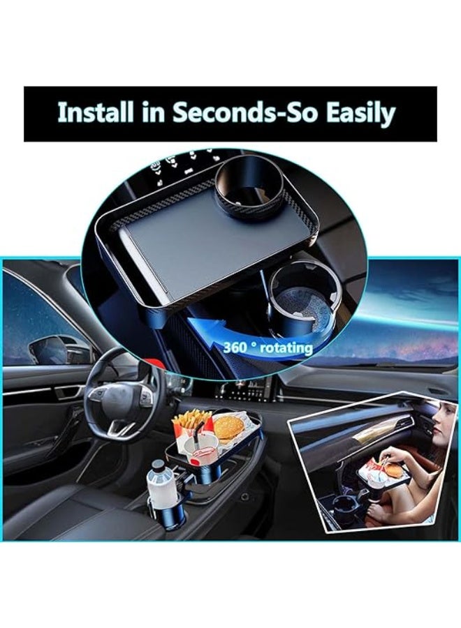 DUNISO Car Cup Holder Expander，360° Rotating Multifunctional Organizer Tray & Adjustable Base，Vehicle Mounted Water Cup Drink Holder with Detachable Tray Table，Sturdy and Durable，Suitable for Most Cars&Trucks,Black - Image 3