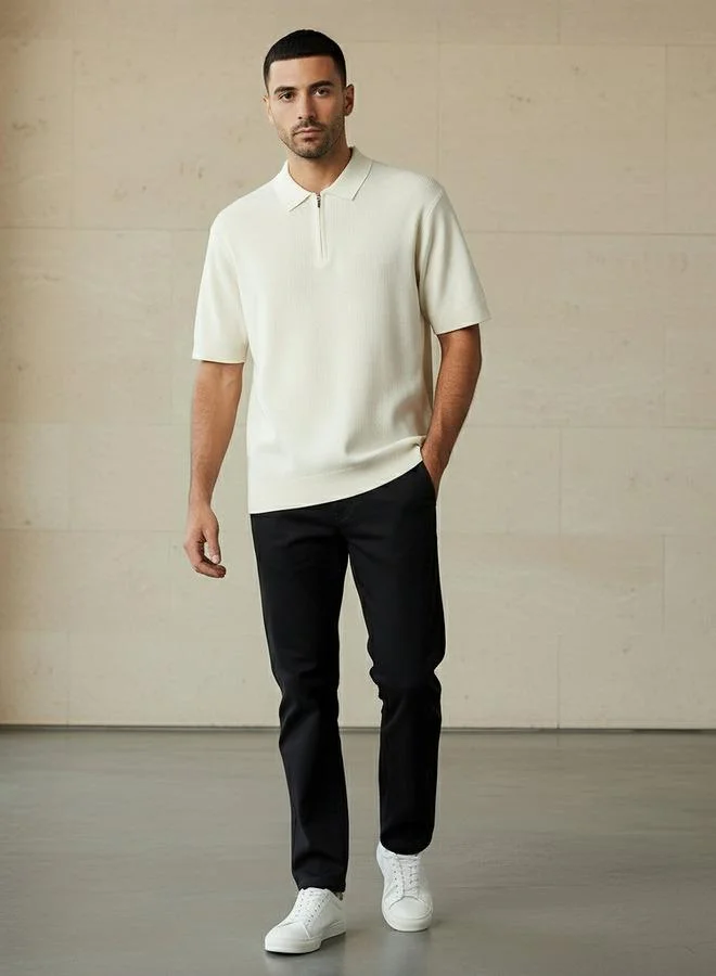 Splash FAV Men Short Sleeve Textured Polo T-shirt