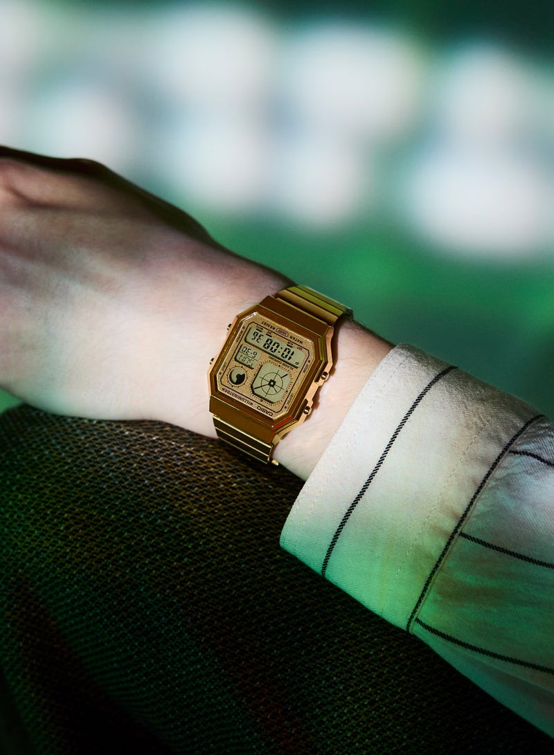 CASIO ساعة يد رقمية ذهبية عتيقة للرجال A-130WEG-9A-33.9MM - Image 3