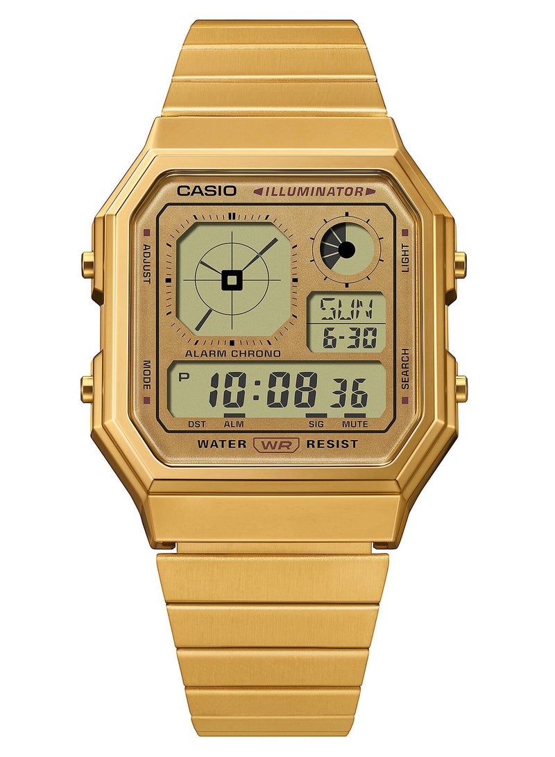 CASIO ساعة يد رقمية ذهبية عتيقة للرجال A-130WEG-9A-33.9MM - Image 2