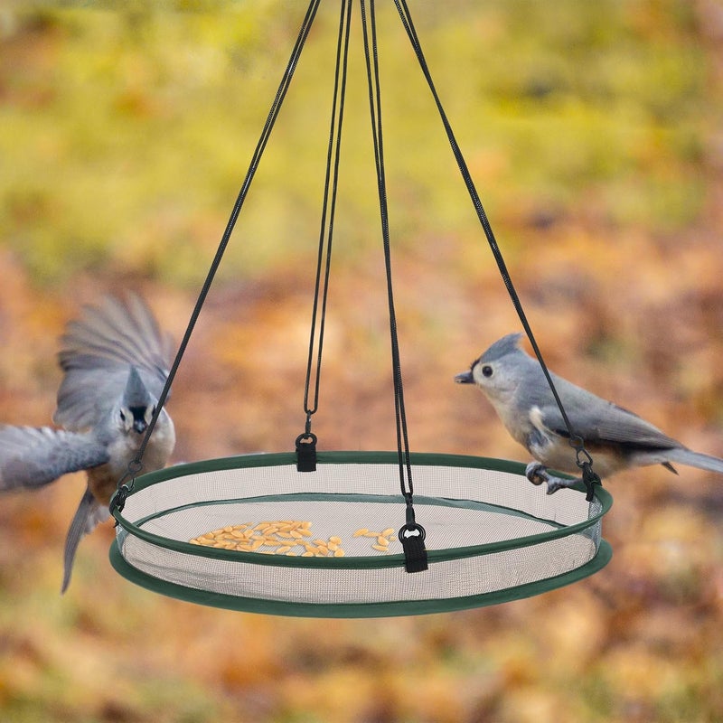 FoldTier Universal Wild Bird Seed Catcher Hanging Hoop Platform Bird Seed Catcher Tray for Hummingbird Feeders Bee Feeder Outdoor Garden Accessories (2 Pieces,20 Inch) - Image 5