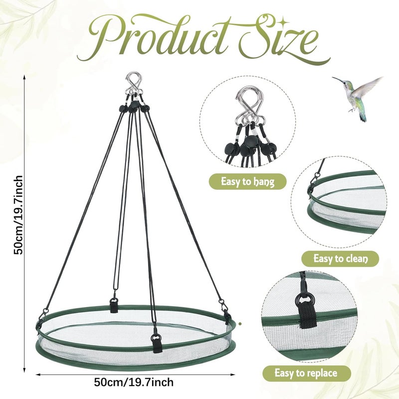 FoldTier Universal Wild Bird Seed Catcher Hanging Hoop Platform Bird Seed Catcher Tray for Hummingbird Feeders Bee Feeder Outdoor Garden Accessories (2 Pieces,20 Inch) - Image 2