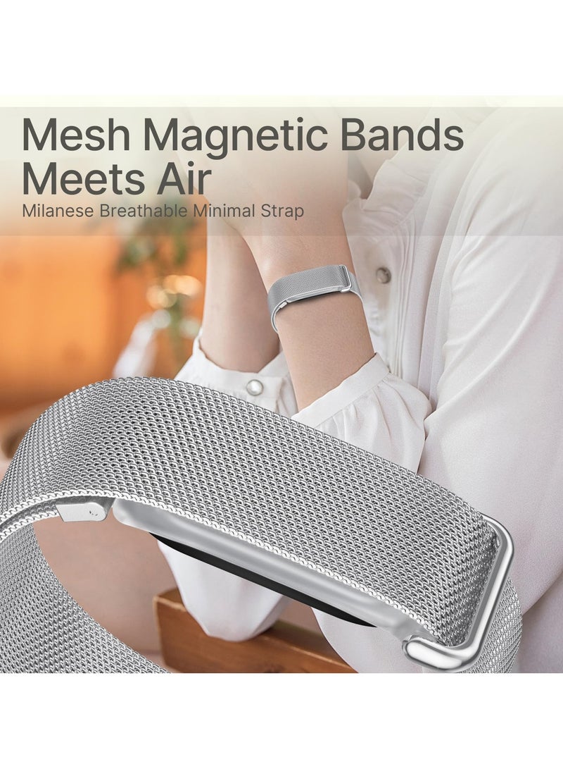 إس كولور سوار معدني شبكي مغناطيسي متوافق مع Google Fitbit Air، حزام بديل من الفولاذ المقاوم للصدأ على شكل حلقة ميلانو قابل للتعديل، مناسب للرجال والنساء. - Image 2