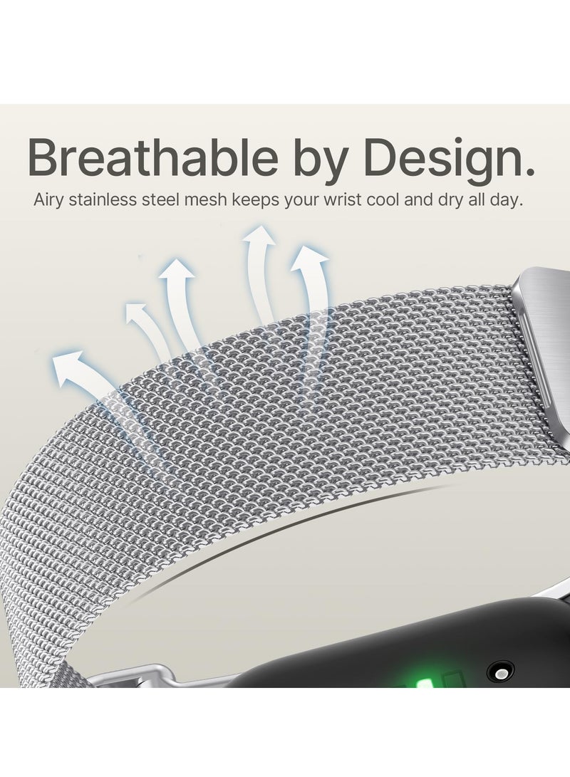 إس كولور سوار معدني شبكي مغناطيسي متوافق مع Google Fitbit Air، حزام بديل من الفولاذ المقاوم للصدأ على شكل حلقة ميلانو قابل للتعديل، مناسب للرجال والنساء. - Image 5