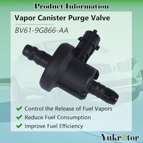 Yukrotor Vapor Canister Purge Valve BV619G866AA Compatible with 2013-2018 Ford Escape, 2014-2019 Fiesta, 2013-2018 Focus, 2015-2018 Lincoln MKC Replaces OE# 0280142500 - Image 2
