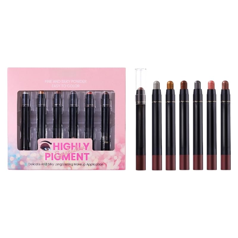 WEERSHUN 6PCS Shimmer Eyeshadow Stick Set, Eye Highlighter Brightener Stick for Older Women Waterproof Pigmented, Long-Lasting Crease-Proof Smudgeproof Eye Shine, Easy Application (6-Pack) - Image 1