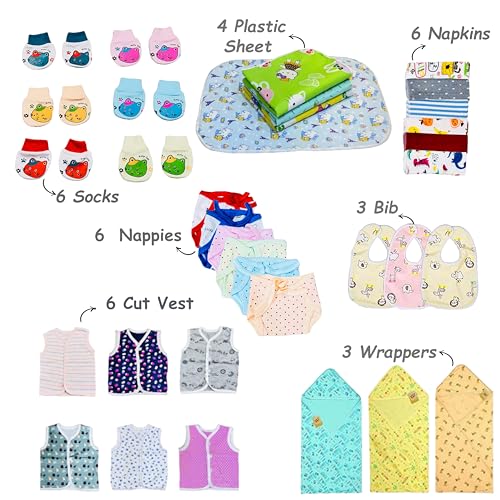 Infantbond 60 in 1 Summer Season New Born Baby Complete Daily Items Combo | Baby Gift Set (0-6 Months) (Pink Moon) - Image 4