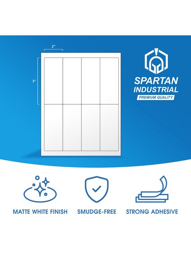 Spartan Industrial Spartan Industrial Printable Laser and Inkjet Labels - 2" X 5" White Sticker Labels - 100 Sheets, 800 Total Mailing Labels for Packages, Addresses, Organizing  - Image 2
