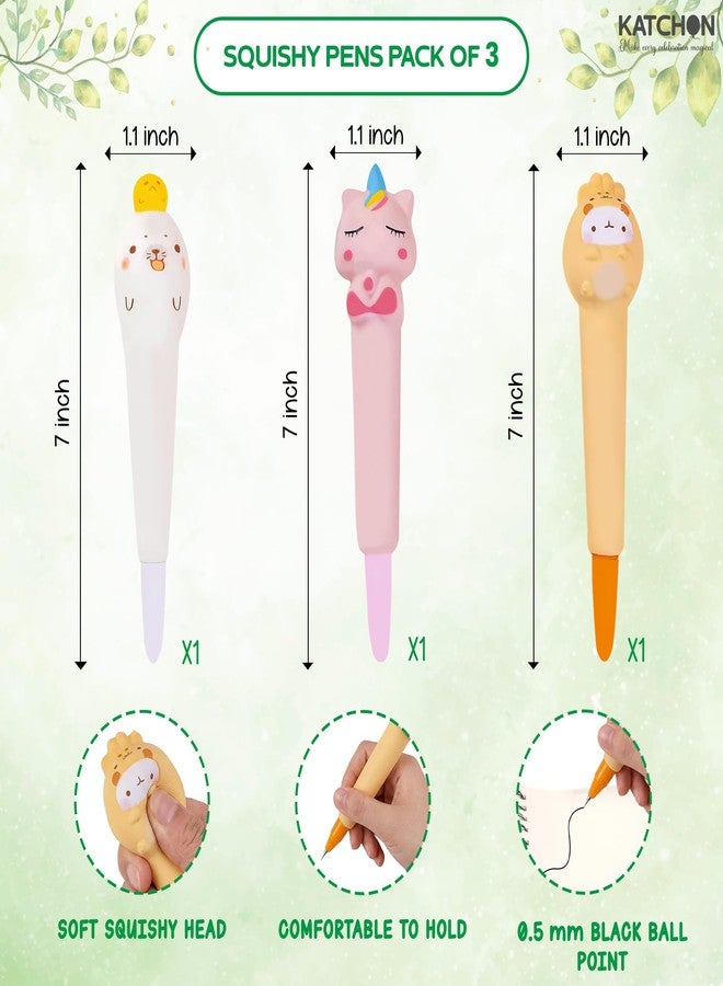 KatchOn, Squishy Pen Gifts for Classroom - 3 Pcs | Kawaii Kpop Pens, Cute Gel Pens for School, Office Desk | Easter Basket Stuffers, Pastel Colors Fine Point Smooth Writing, Journaling, School - Image 2