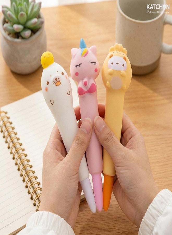 KatchOn, Squishy Pen Gifts for Classroom - 3 Pcs | Kawaii Kpop Pens, Cute Gel Pens for School, Office Desk | Easter Basket Stuffers, Pastel Colors Fine Point Smooth Writing, Journaling, School - Image 3