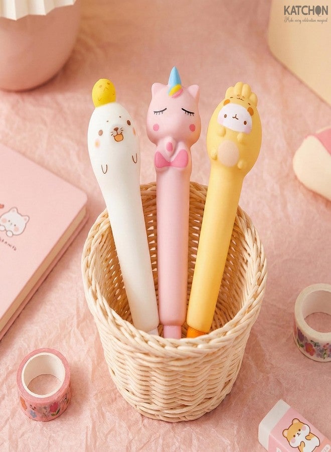 KatchOn, Squishy Pen Gifts for Classroom - 3 Pcs | Kawaii Kpop Pens, Cute Gel Pens for School, Office Desk | Easter Basket Stuffers, Pastel Colors Fine Point Smooth Writing, Journaling, School - Image 4