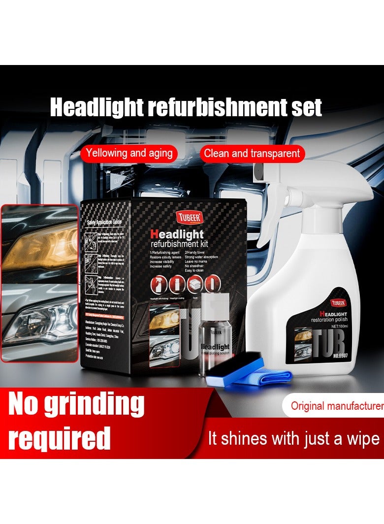 Car Headlight Restoration Polish Kit, 180ml Headlight Restorer  Car Polish - Effectively Removes Oxidation, Dirt  Haze, Instantly Enhances Brightness with UV Protection, Universal Fit for Car Light - Image 1
