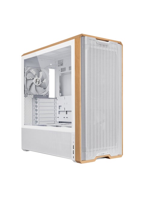 Lancool 217 Mid-Tower ATX PC Case, White with Light Walnut Wood Front Panel, 5 Pre-Installed PWM Fans, High Airflow Mesh Design, Back-Connect ATX Motherboard Support, Tempered Glass Side Panel, Tool-Less Design, L-Connect 3 & SignalRGB Compatible, USB 3.2 Gen 1 Type-A & USB Type-C Front I/O, Dust Filters Included, Cable Management Ready, White | LAN217W