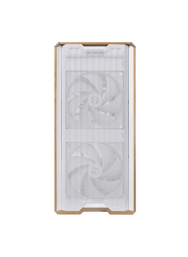 LIAN LI Lancool 217 Mid-Tower ATX PC Case, White with Light Walnut Wood Front Panel, 5 Pre-Installed PWM Fans, High Airflow Mesh Design, Back-Connect ATX Motherboard Support, Tempered Glass Side Panel, Tool-Less Design, L-Connect 3 & SignalRGB Compatible, USB 3.2 Gen 1 Type-A & USB Type-C Front I/O, Dust Filters Included, Cable Management Ready, White | LAN217W  - Image 5