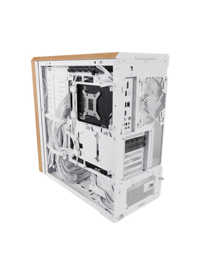 Lancool 217 Mid-Tower ATX PC Case, White with Light Walnut Wood Front Panel, 5 Pre-Installed PWM Fans, High Airflow Mesh Design, Back-Connect ATX Motherboard Support, Tempered Glass Side Panel, Tool-Less Design, L-Connect 3 & SignalRGB Compatible, USB 3.2 Gen 1 Type-A & USB Type-C Front I/O, Dust Filters Included, Cable Management Ready, White | LAN217W