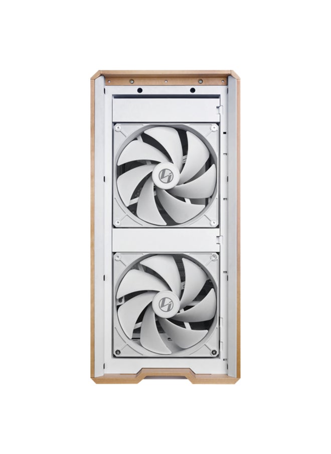 LIAN LI Lancool 217 Mid-Tower ATX PC Case, White with Light Walnut Wood Front Panel, 5 Pre-Installed PWM Fans, High Airflow Mesh Design, Back-Connect ATX Motherboard Support, Tempered Glass Side Panel, Tool-Less Design, L-Connect 3 & SignalRGB Compatible, USB 3.2 Gen 1 Type-A & USB Type-C Front I/O, Dust Filters Included, Cable Management Ready, White | LAN217W  - Image 3