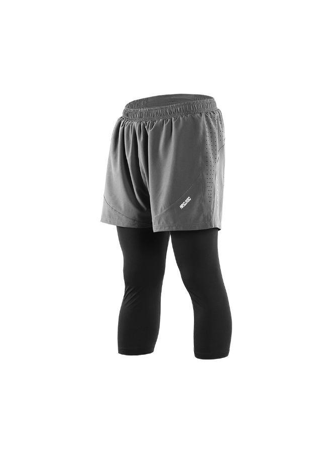 NIBEMINENT 2-In-1 Breathable Running Capri Pants With Shorts XXL - Image 2