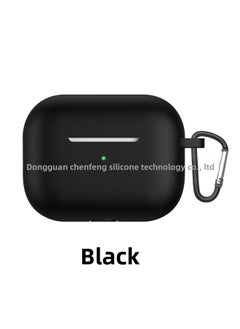 Generic For Airpods Pro Bluetooth Headset Protective Case Apple 3 Generation Earphone Case Thickened Silicone Case Flat Bottom One-Piece-Color:Black Earphone Shell Hook Pearlescent Bag Packaging-Applicable  - Image 1