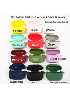 Generic For Airpods Pro Bluetooth Headset Protective Case Apple 3 Generation Earphone Case Thickened Silicone Case Flat Bottom One-Piece-Color:Black Earphone Shell Hook Pearlescent Bag Packaging-Applicable  - Image 4