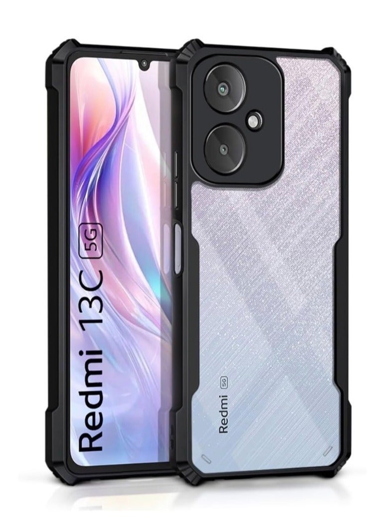 Clear Case for Xiaomi Redmi 13C 5G | Premium Rugged | Durable Shock-absorbing Frame | Black Border | Airbag Anti-drop Protection - Image 1