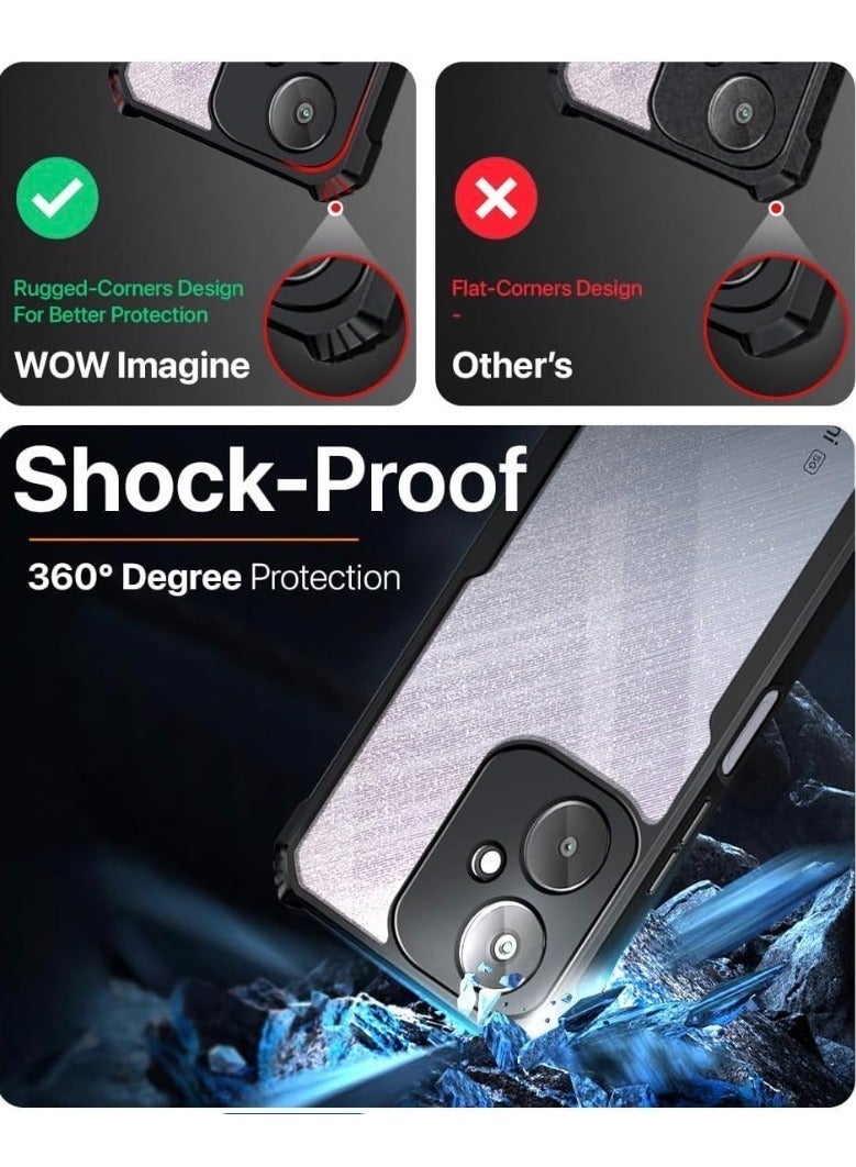 Clear Case for Xiaomi Redmi 13C 5G | Premium Rugged | Durable Shock-absorbing Frame | Black Border | Airbag Anti-drop Protection - Image 2
