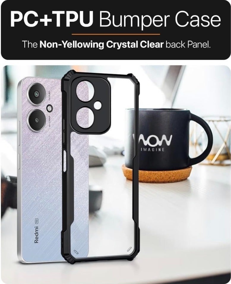 Clear Case for Xiaomi Redmi 13C 5G | Premium Rugged | Durable Shock-absorbing Frame | Black Border | Airbag Anti-drop Protection - Image 3