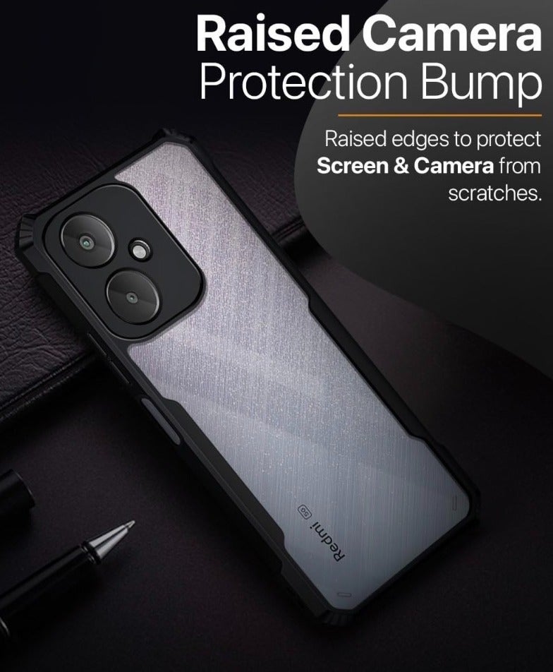 Clear Case for Xiaomi Redmi 13C 5G | Premium Rugged | Durable Shock-absorbing Frame | Black Border | Airbag Anti-drop Protection - Image 4