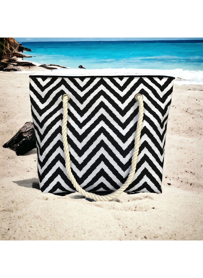 Ago Bag Black and White Zigzag Patterned Beach Bag - pzsku/Z7AD9EE1AD1320FA0582AZ/45/_/1730571719/ab77852d-57ff-4f0d-b866-d8220f1a7027