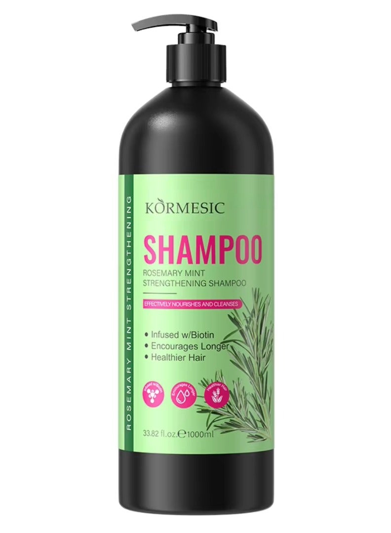 Kormesic 1000ml Rosemary Mint Strengthening Shampoo Repair Damaged Hair and Hair Follicles Deep Cleaning Nourishing Moisturizing Lasting Fragrance Smoothing Soft Hair Shampoo