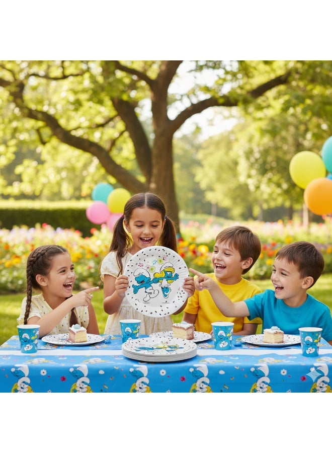 Ciao Smurfs Compostable Paper Plates – 23 cm Party Plates (Pack of 8) with Fun Dancing Smurfs Design - Image 3