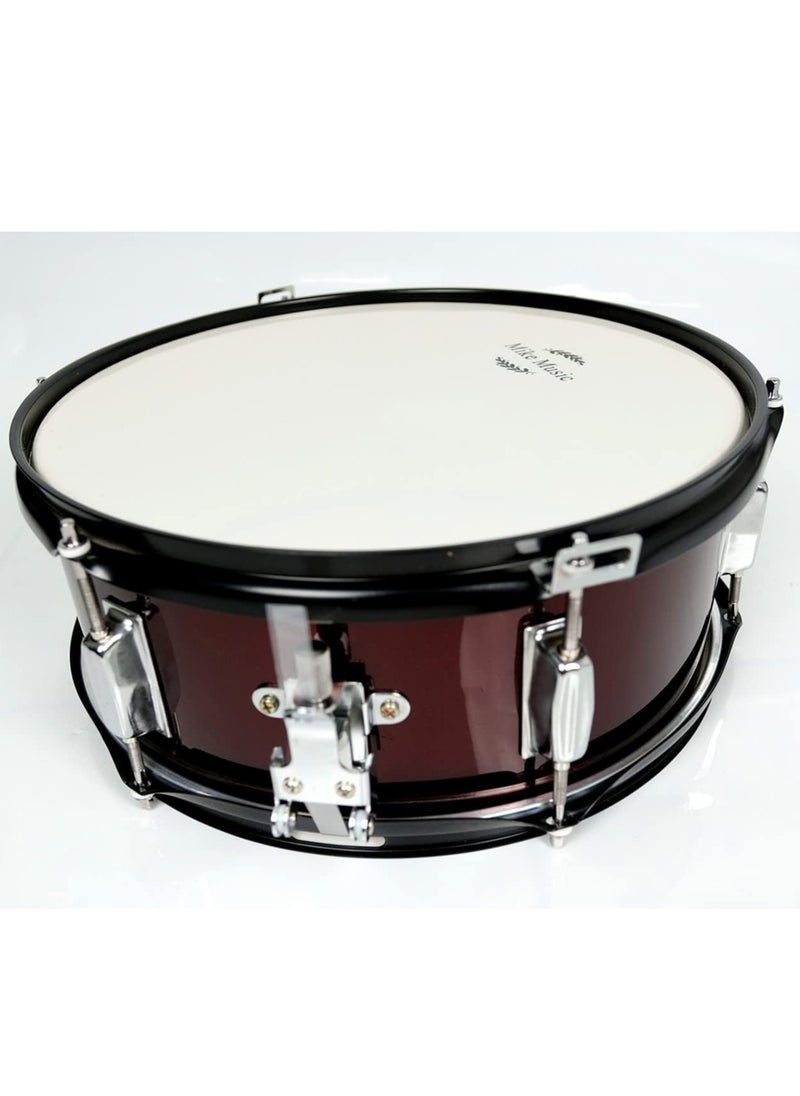14 x 5.5 Inches Wine Red Snare Drum with Stand by Mike Music - Ideal for Beginners and Professional Drummers  - Image 2