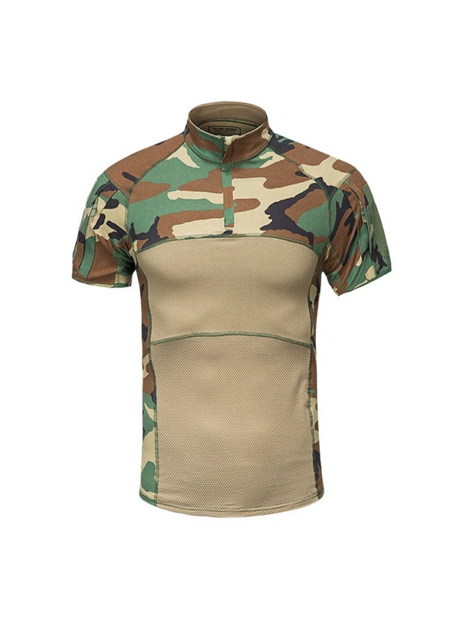 Tactical Shirt Airsoft Combat Military BDU Cargo Summer Short Sleeve 1/4 Zip Tops Work Shirts  - Image 1